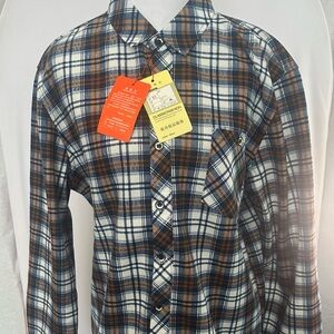 Plaid Button-Up Shirt Fleece lined Flannel Size M/Lg